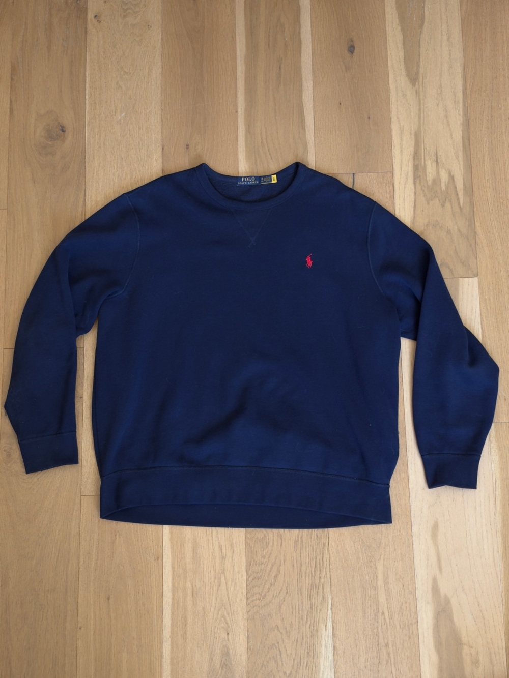 AUTHENTIC Polo Ralph Lauren Crewneck Sweatshirt. Navy Blue with Red Pony. Sz XL.